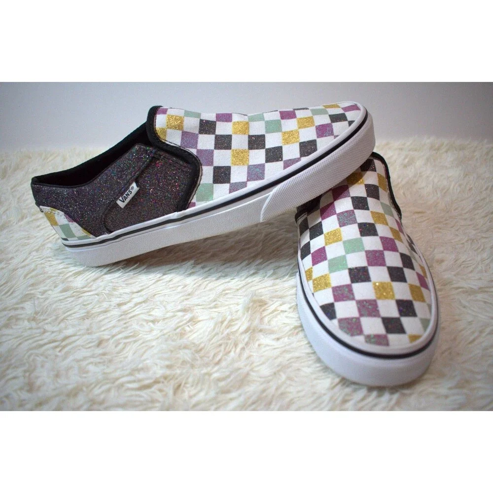 Vans Glitter Checkerboard Slip-On (Special Edition) (VVN0A4UHZ3V6) Women's Sz 9